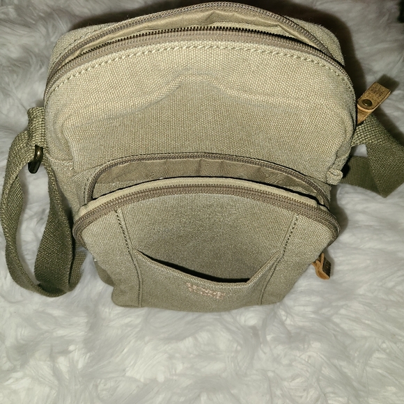 TRP0370 Troop London Classic Canvas Across Body Bag khaki olive color. - Picture 9 of 10